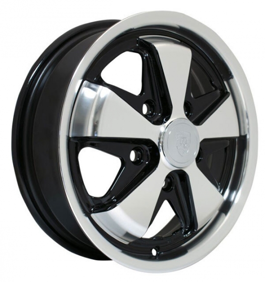 Porsche Wheel - 911 Fuchs Replica Wheel - Gloss Black w/ Polished Lip &  Spokes - 5x130 - 4.5