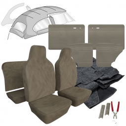 1975-1976 VW Standard Beetle Sedan Velour Cloth Interior Kit