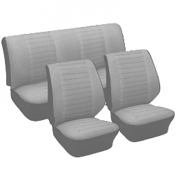 1977-1979 VW Super Beetle Convertible Seat Upholstery - Front & Rear - 2-Tone Full Insert