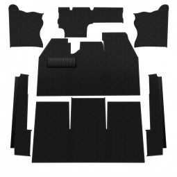 1969-1972 VW Beetle Sedan Carpet Kit - Front - w/ Footrest - Black Loop