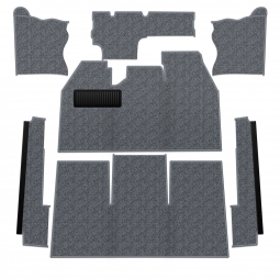 1969-1972 VW Beetle Sedan Carpet Kit - Front - w/ Footrest - Charcoal Loop