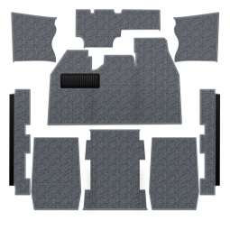 1973-1977 VW Beetle Sedan Carpet Kit - Front - w/ Footrest - Charcoal Loop