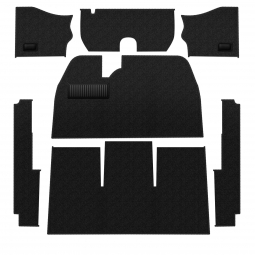 1956-1957 VW Beetle Sedan Carpet Kit - Front - NO Footrest - Black Loop