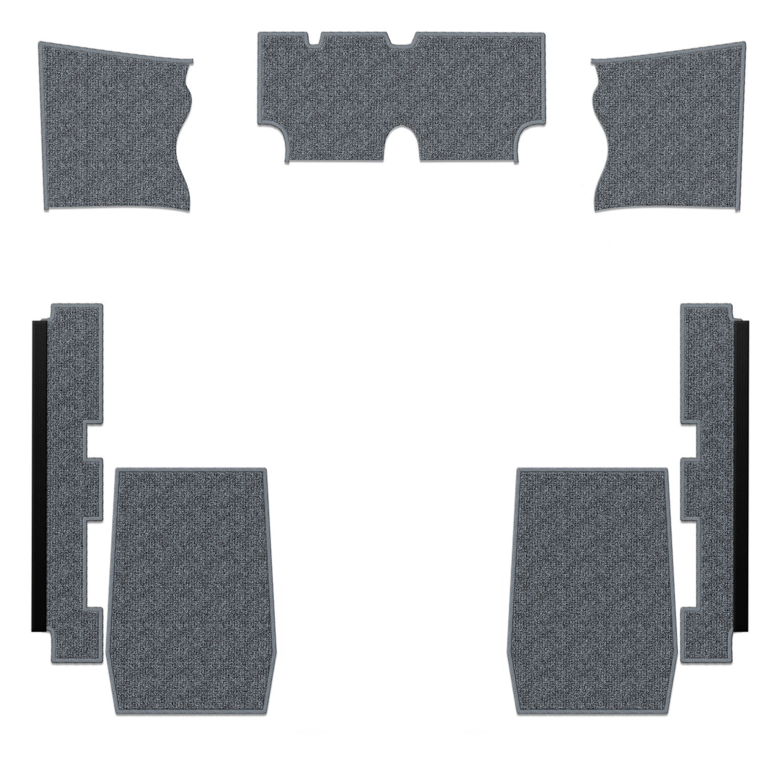 1973-1977 VW Beetle Carpet Kit - Front - 7 Pcs - for use with Rubber Mats - Charcoal Loop