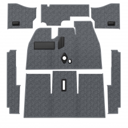 Premium 1958-1961 VW Beetle Carpet Kit - Front - w/ Footrest - Charcoal Loop