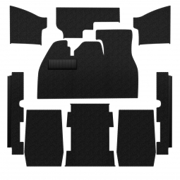 1973-1976 VW Super Beetle Sedan Carpet Kit - Front - w/ Footrest - Black Loop