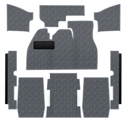 1973-1976 VW Super Beetle Sedan Carpet Kit - Front - w/ Footrest - Charcoal Loop