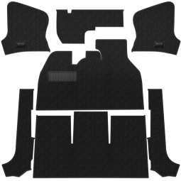 1956-1968 VW Beetle Convertible Carpet Kit - Front - w/ Footrest - Black Loop