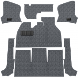 1956-1968 VW Beetle Convertible Carpet Kit - Front - w/ Footrest - Charcoal Loop