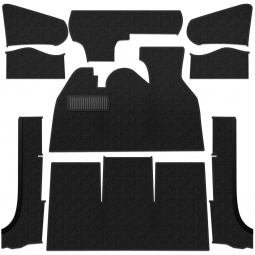 1971-1972 VW Super Beetle Convertible Carpet Kit - Front - w/ Footrest - Black Loop