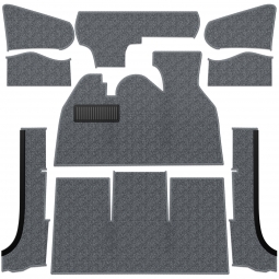 1971-1972 VW Super Beetle Convertible Carpet Kit - Front - w/ Footrest - Charcoal Loop