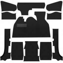 1973-1979 VW Super Beetle Convertible Carpet Kit - Front - w/ Footrest - Black Loop