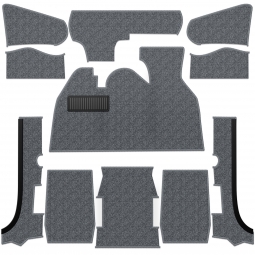 1973-1979 VW Super Beetle Convertible Carpet Kit - Front - w/ Footrest - Charcoal Loop