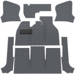 1969-1970 VW Beetle Convertible Carpet Kit - Front - w/ Footrest - Charcoal Loop