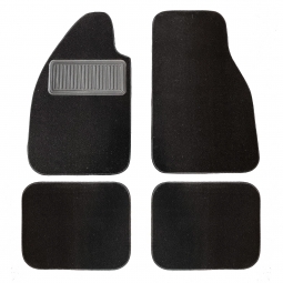 VW Floor Mats - 4 Pieces - with Footrest - Black Cutpile - 1954-77 Beetle - 1971-76 Super Beetle