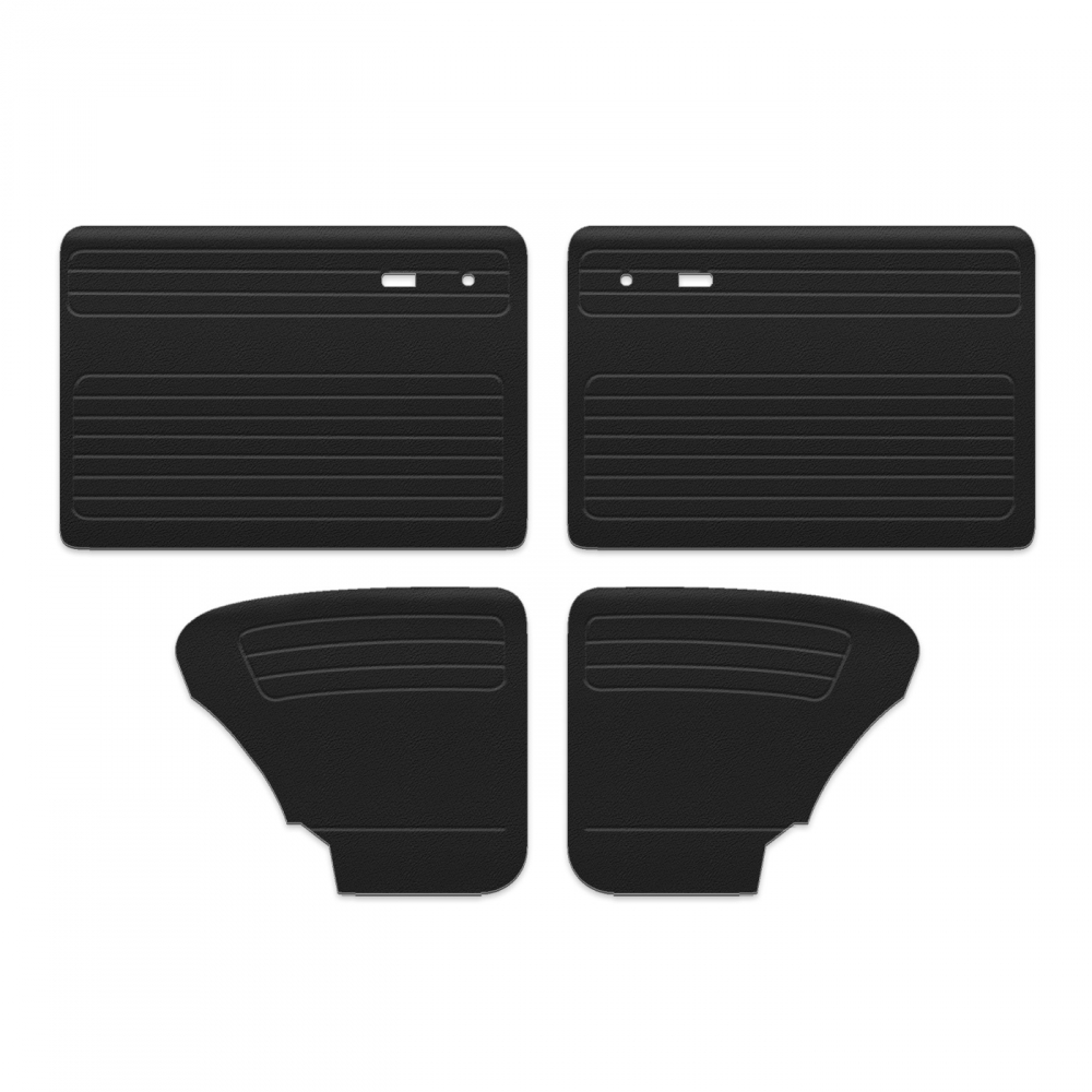 1967-77 Bug Sedan/Sunroof Door Panels - Front & Rear - No Pockets - Black Vinyl