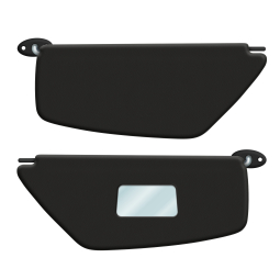 1965-1967 VW Beetle Sedan Sun Visors - OEM Style - with Mirror - Pair - Black Vinyl