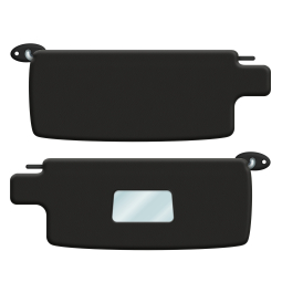 VW Sun Visors - with Mirror - Pair - Black Vinyl - 1965-1977 Beetle - 1971-1979 Super Beetle