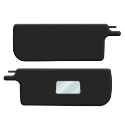 VW Sun Visors - with Mirror - Pair - Black Vinyl - 1965-1972 Beetle - Super Beetle Convertible