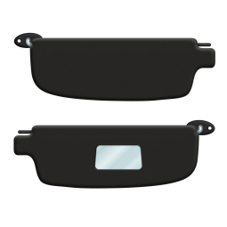 1965-1974 VW Karmann Ghia Sun Visors - with Mirror - Pair - Black Vinyl