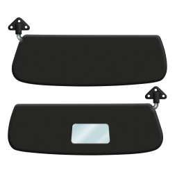 1955-1967 VW Bus Sun Visors - with Mirror - Pair - Black Vinyl