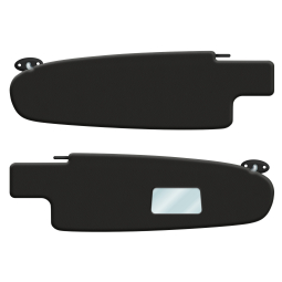 1968-1979 VW Bus Sun Visors - with Mirror - Pair - Black Vinyl