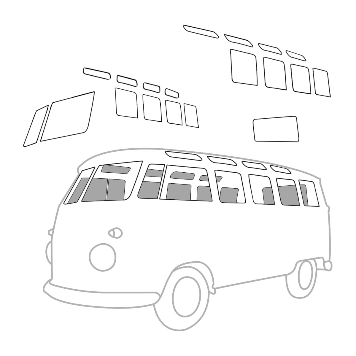 Deluxe 1964-1967 VW Bus Window Kit