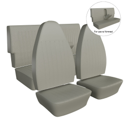 1973 Type 3 Fastback & Notchback Seat Upholstery - Front & Rear - w/ Rear Armrest - Basketweave