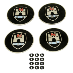 Wolfsburg Logo Crests for Custom & Nipple Hubcaps - 4 pieces with Hardware