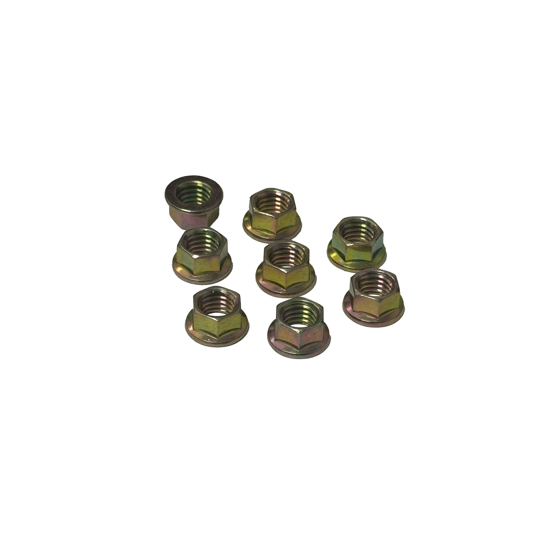 8x1.25mm Flanged Nuts - 10mm - 6 Point Head -  Set of 8