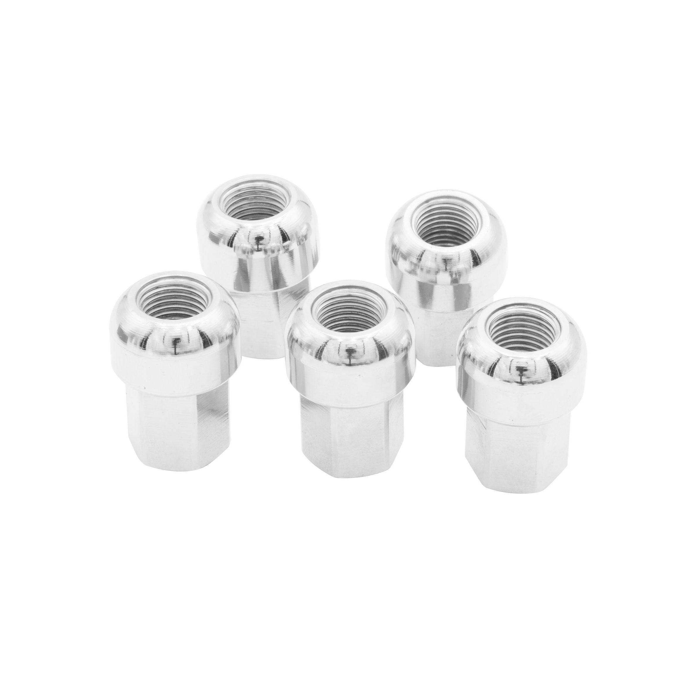 14x1.5mm - Ball Seat Porsche Style Chrome Plated Aluminum Lug Nuts - 5 Pieces