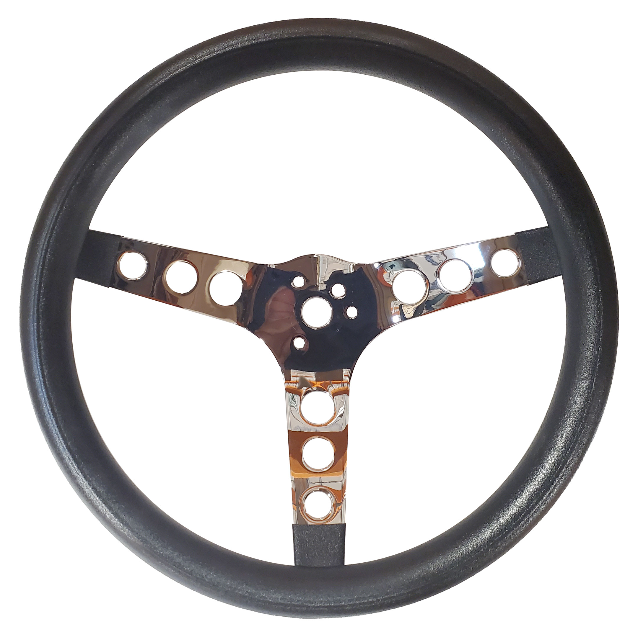 EMPI VW Steering Wheel - Classic Black Foam Grip - Chrome - 12.5