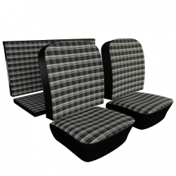 1972-1974 Karmann Ghia Seat Upholstery - Front & Rear - Plaid Full Insert