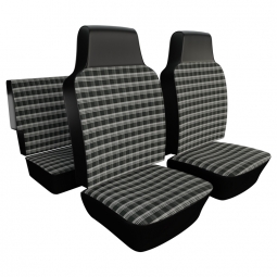 1968-1969 Type 3 Fastback & Notchback Seat Upholstery - Front & Rear - No Rear Armrest - Plaid Full