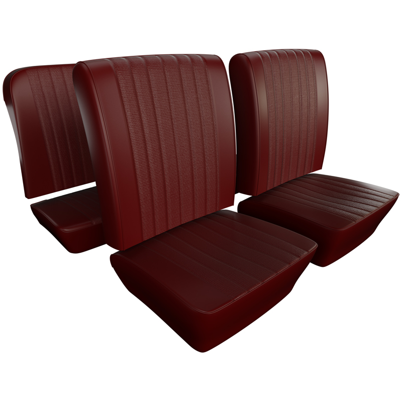 1966 VW Bug OEM Seat Upholstery - Front & Rear - Bright Red - Sedan & Sunroof