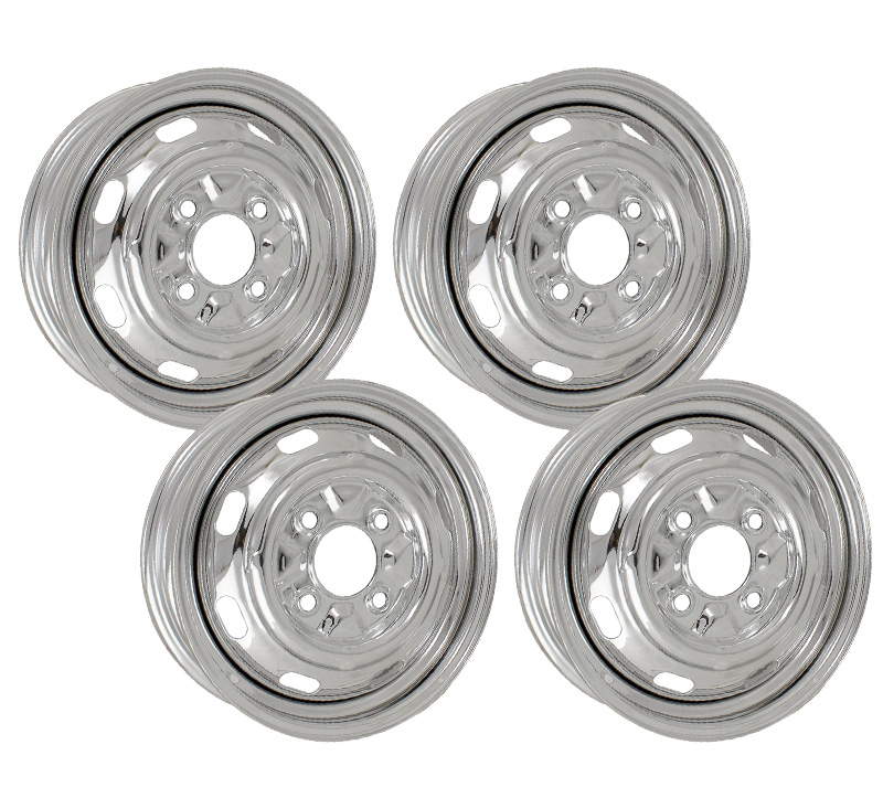 VW 4 Lug Wheels, Chrome With Slots 4x130 15x5.5" Wide, Set Of 4: VW ...