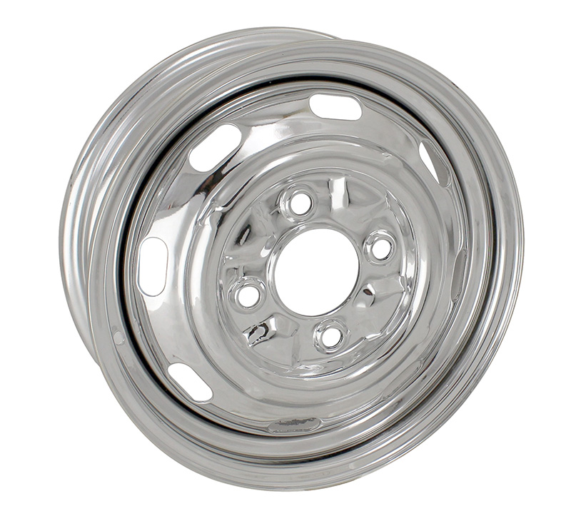 VW 4 Lug Wheel, Chrome with Slots 4x130 15x5.5