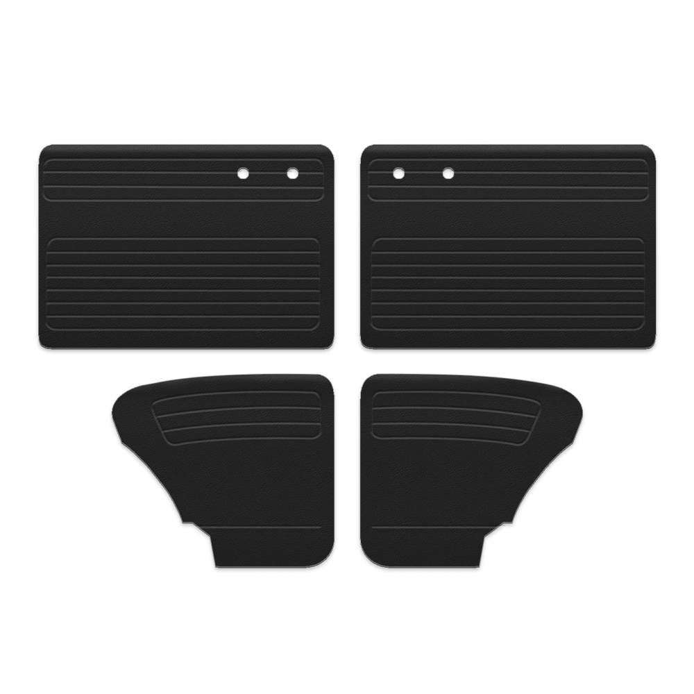 1965-66 Bug Sedan/Sunroof Door Panels - Front & Rear - No Pockets - Black Vinyl