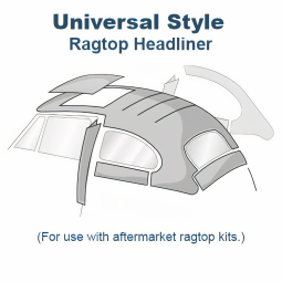 Universal-Style Headliner. Beetle 1947-1963 w/ aftermarket Ragtops. Crush Grain Vinyl - Made by TMI