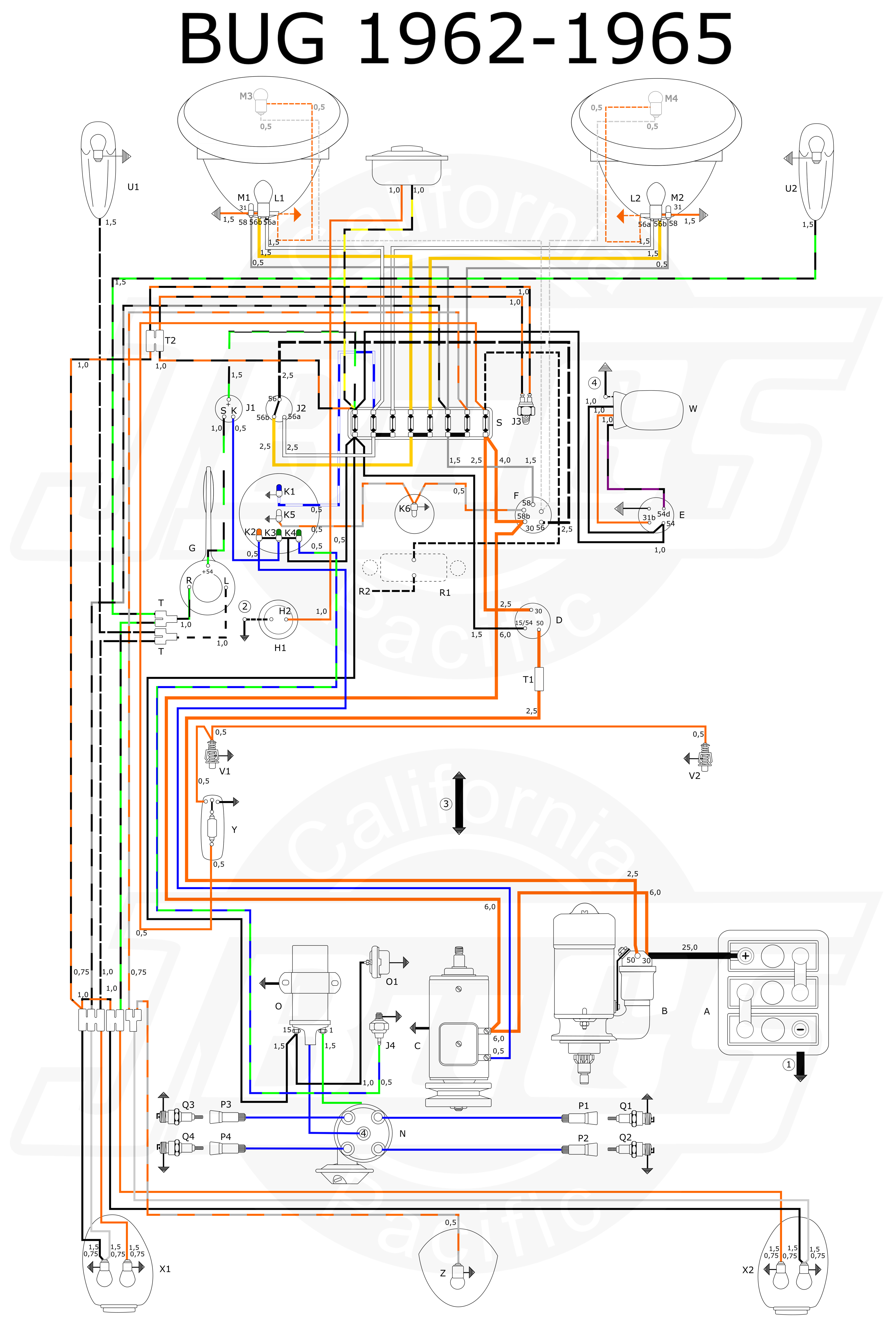 VW Tech Article 1960-61 Wiring Diagram vw ignition wiring diagram 