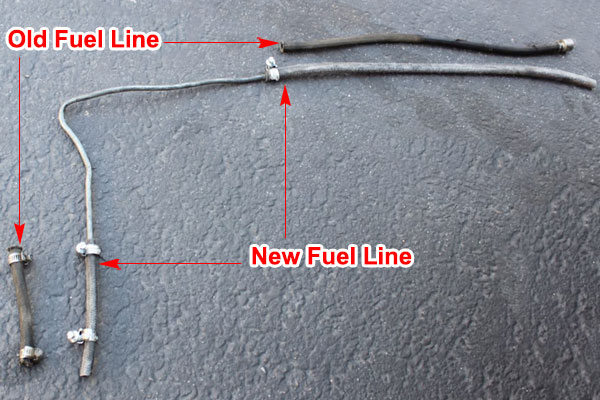 Old & worn VW fuel line